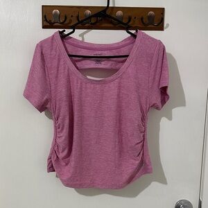 Nine West Heathered Dusty Rose Short Sleeve Scoop Neck Top Cropped Top